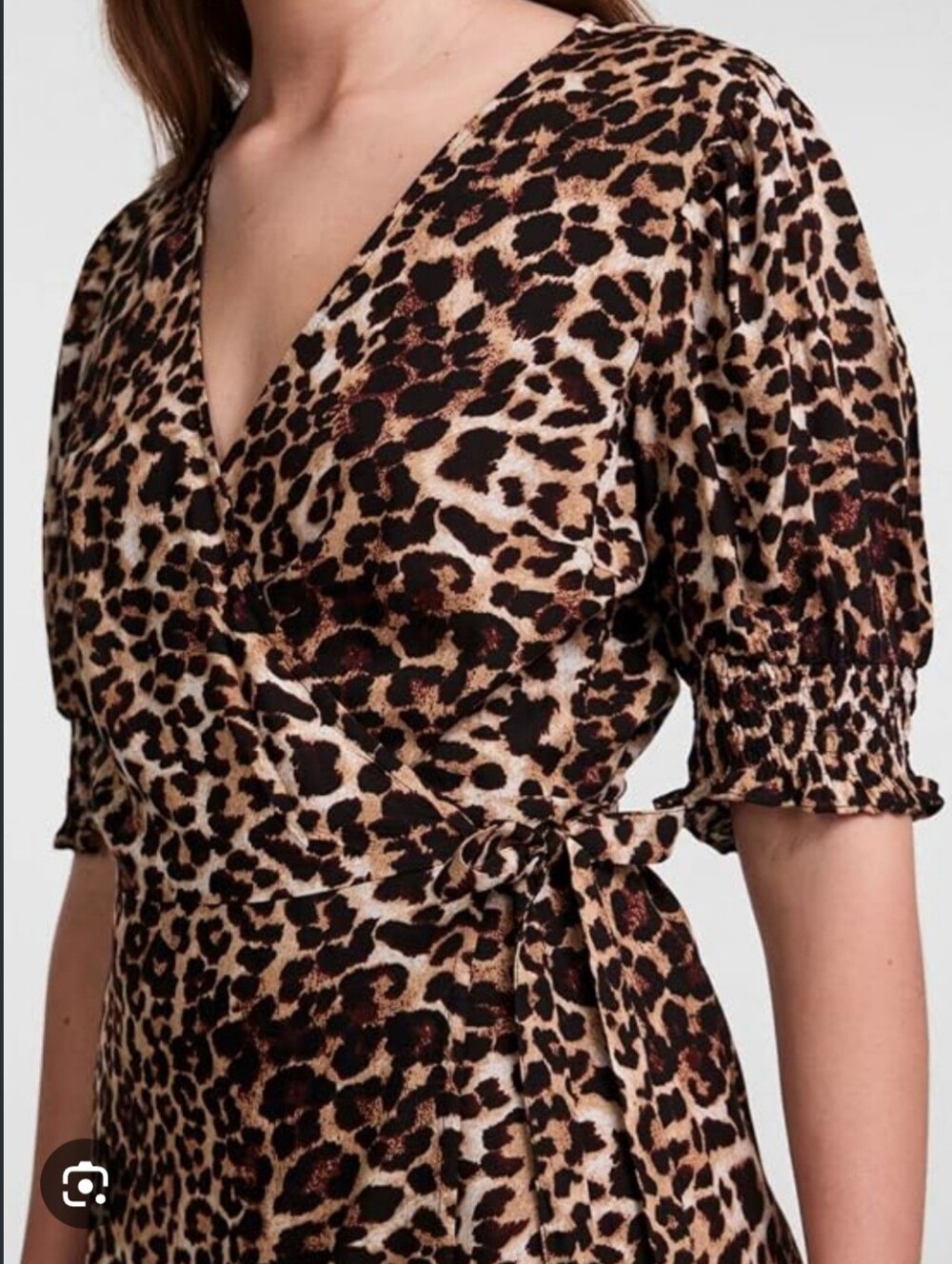 Leopard Print Wrap Top — Brown Animal Print Women's Top